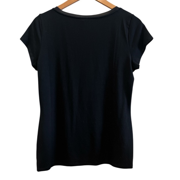 White House Black Market Black And White Floral Tee With Short Cap Sleeves Large - Picture 2 of 7